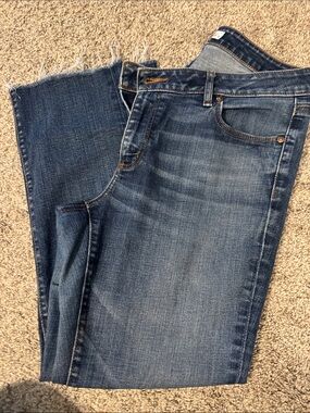 Loft curvy straight frayed ankle length jeans